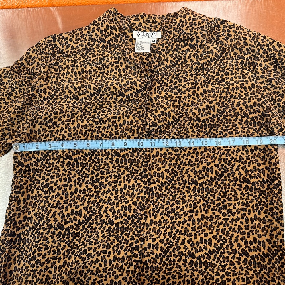 Allison Taylor Women’s Brown and Black Leopard Print Casual Button Down Shirt